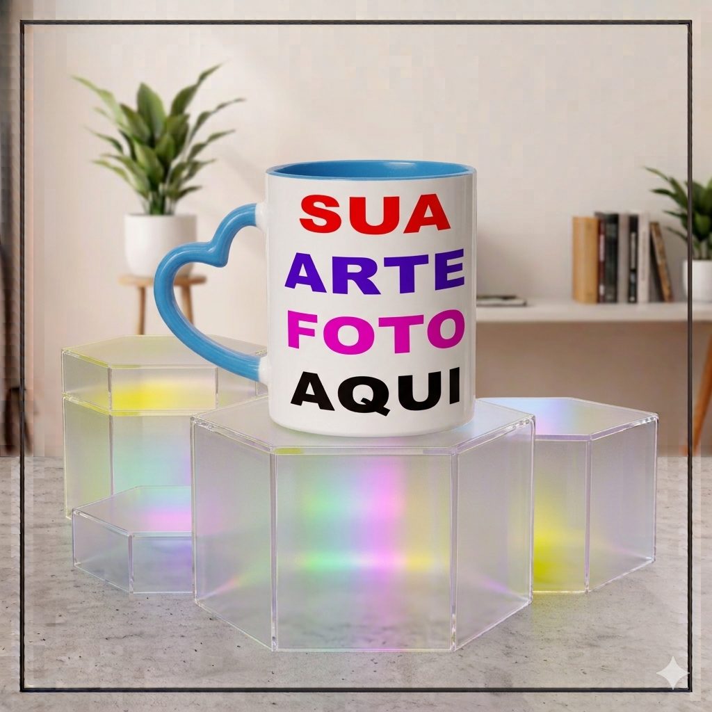 Caneca de Porcelana Personalizavel-Coloridas-Alça Coração 325ml | ZuniQ - Imagem 2
