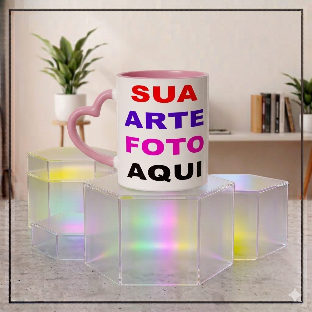Caneca de Porcelana Personalizavel-Coloridas-Alça Coração 325ml | ZuniQ - Imagem 5
