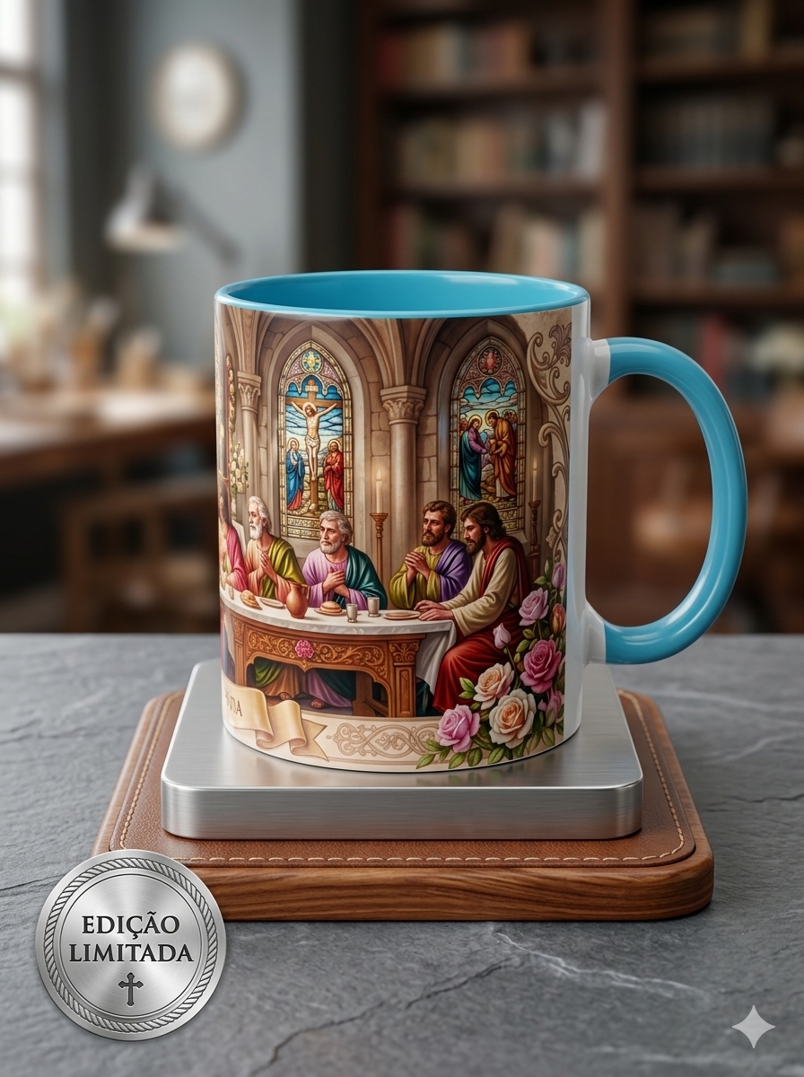 Caneca de Porcelana Personalizada Religiosa 325ml | ZuniQ - Santa Ceia - Imagem 2