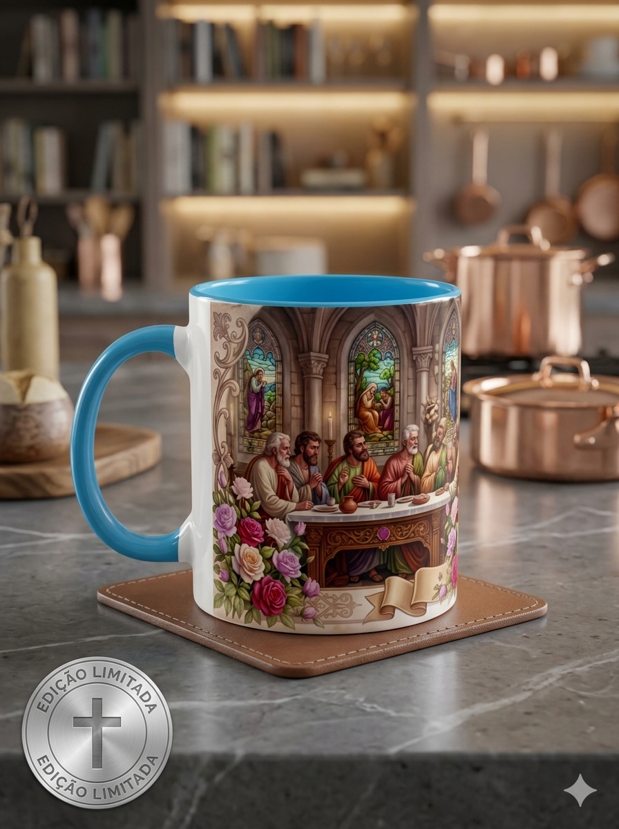 Caneca de Porcelana Personalizada Religiosa 325ml | ZuniQ - Santa Ceia - Imagem 3