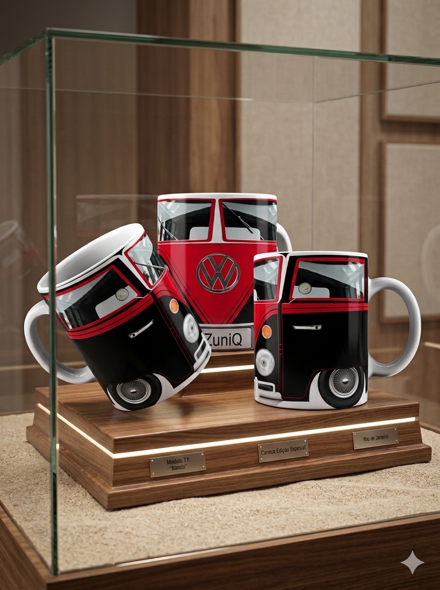 caneca porcelana zuniq kombi vermelha