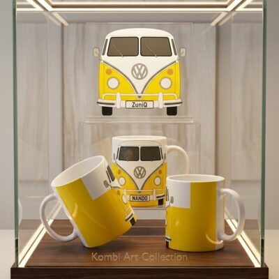 caneca de porcelana kombi amarelo