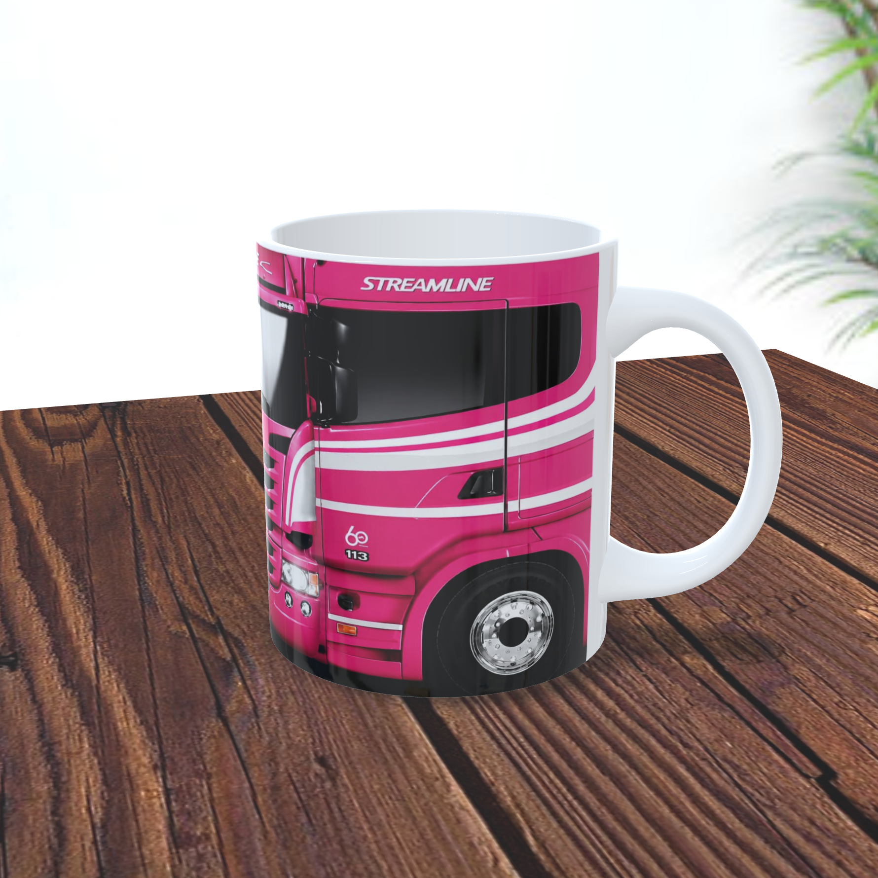 Caneca de Porcelana Personalizada 325ml | ZuniQ Carreta Rosa Choque - Imagem 2
