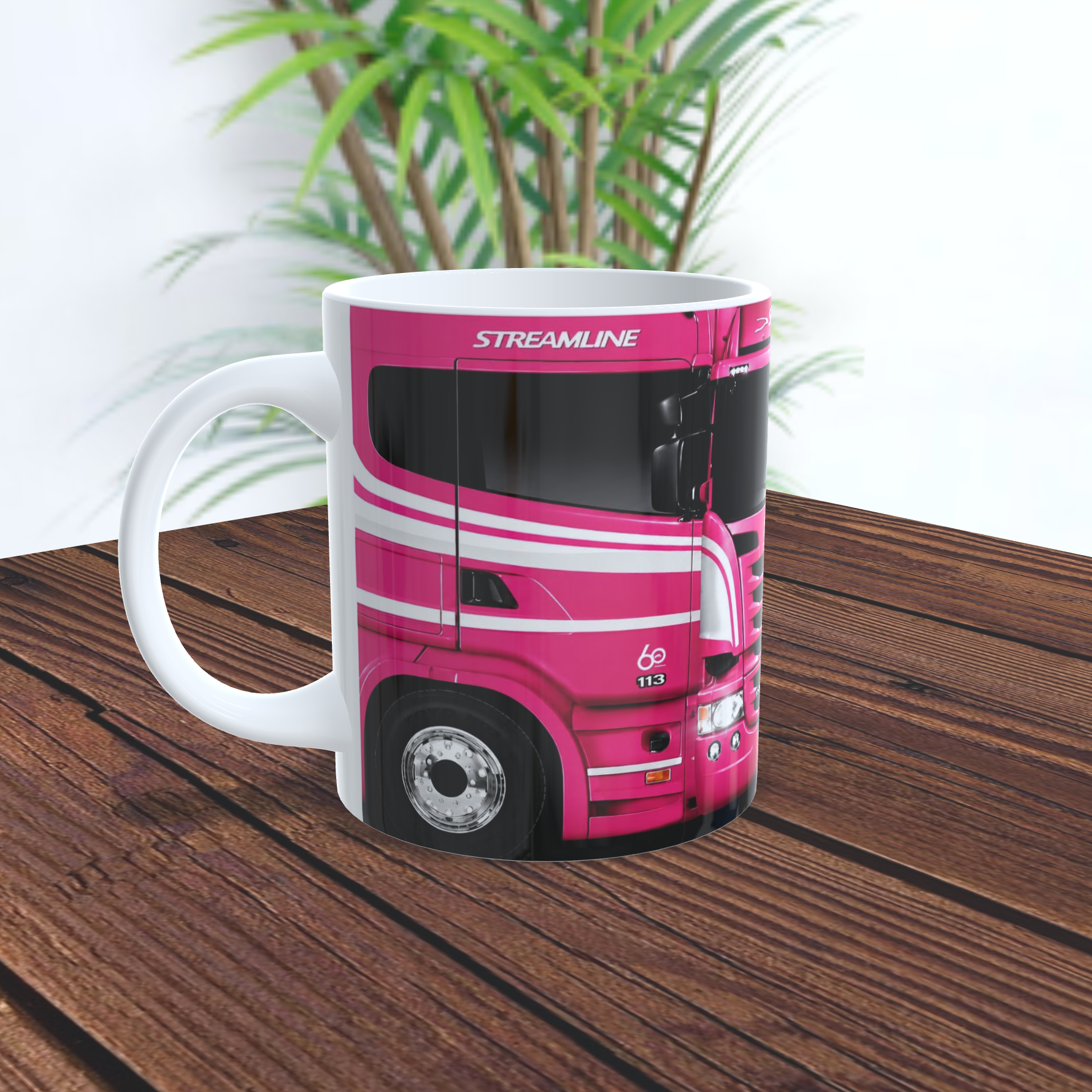 Caneca de Porcelana Personalizada 325ml | ZuniQ Carreta Rosa Choque - Imagem 3